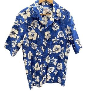 Hawaii Hibiscus Floral Cotton mens XL Aloha Button Down Shirt travel vacation